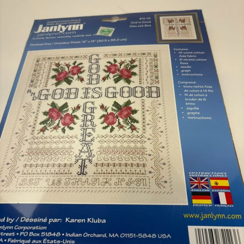 Vintage Janlynn God Is Good God Is Great Counted Cross Stitch Kit 12x13 New